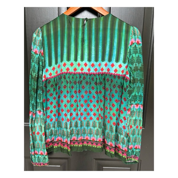 NWOT Anthropologie Siddhartha Bansal Lahiri Blouse in Green Motif Size Small - Picture 11 of 16